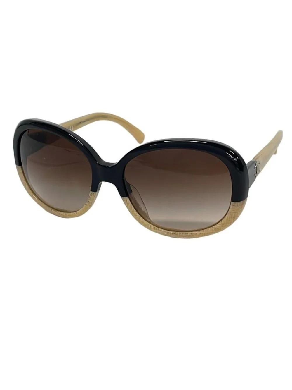 Chanel Sunglasses Beige Black CC Logo Bicolor Eyewear